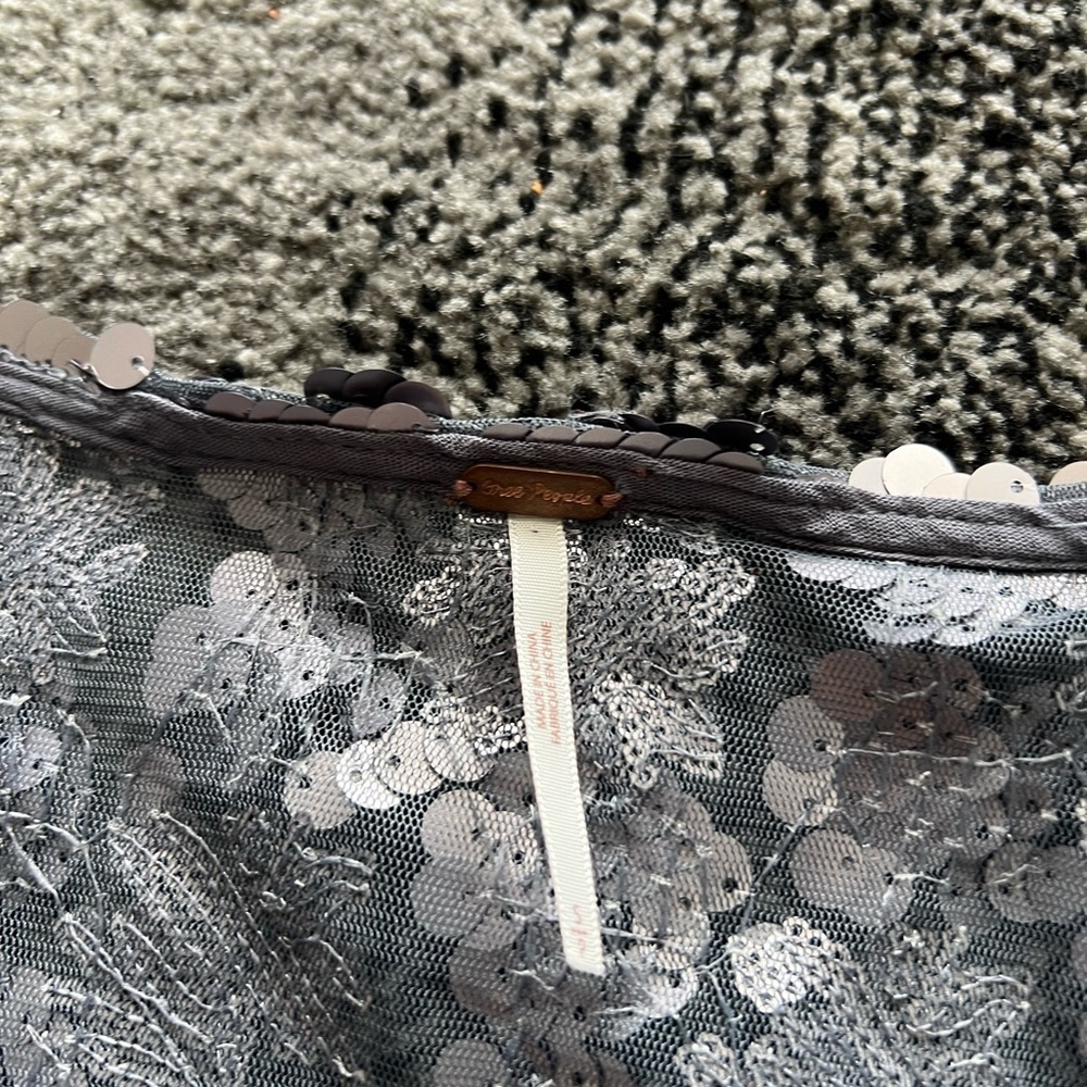 Free People Silver Sequin Mini Dress - Picture 4 of 5